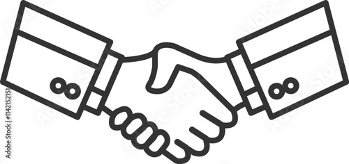 Handshake icon during contract or deal. Deal logo line black color.