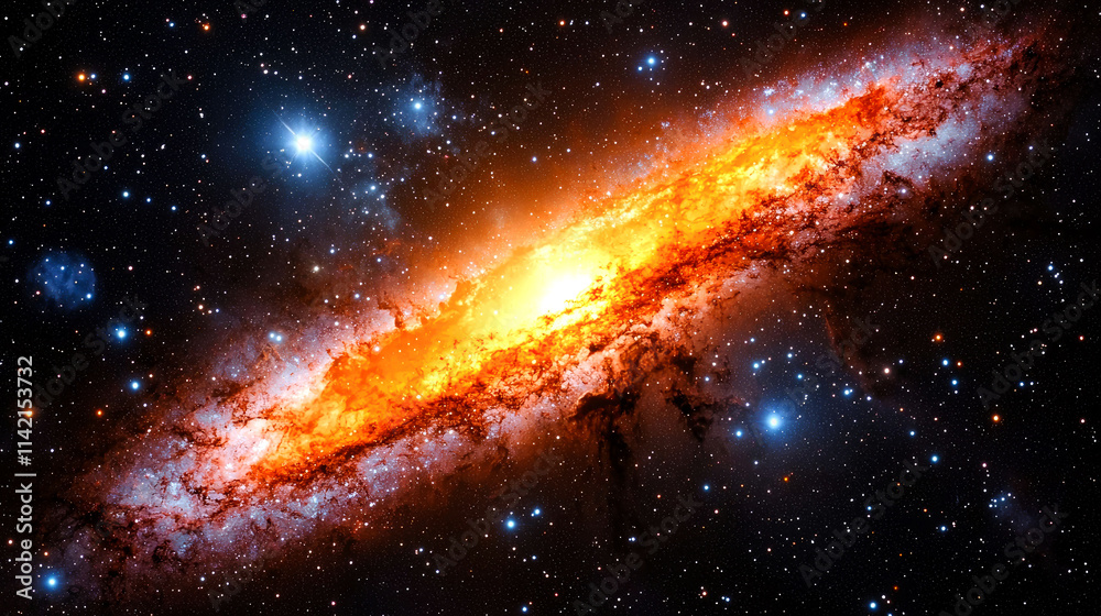 Fiery spiral galaxy in space. Fiery spiral galaxy in space.