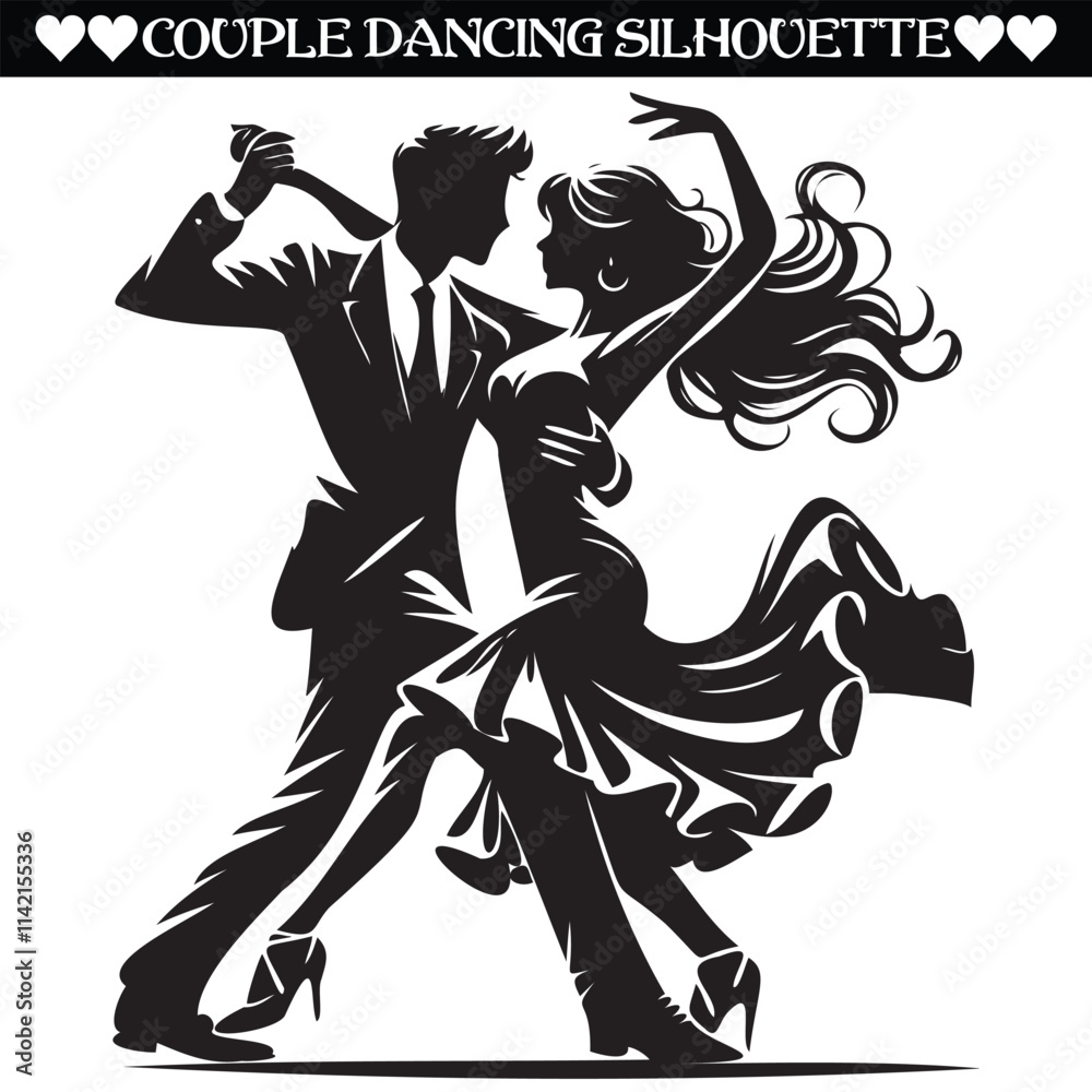 Fototapeta premium Dancing couple silhouette vector illustration design