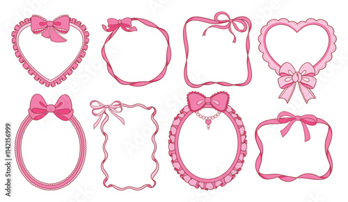Collection of Decorative Pink Frames with Bows