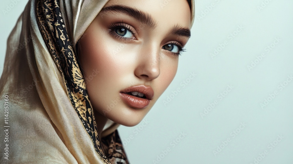 Portrait of a Woman in a Silk Scarf with Pattern Portrait of a Woman in a Silk Scarf with Pattern
