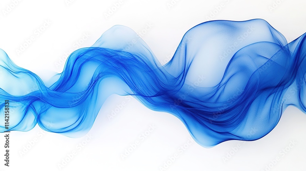 Smooth blue smoke wave on white background. Smooth blue smoke wave on white background.
