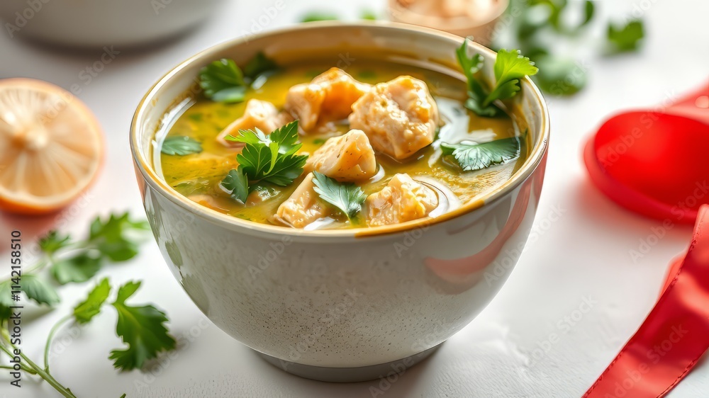 Delicious Thai Green Curry Chicken Soup - Mouthwatering Banner Image Delicious Thai Green Curry Chicken Soup - Mouthwatering Banner Image