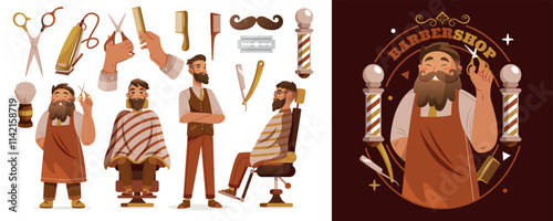 Barber Shop Illustrations and Logo Design