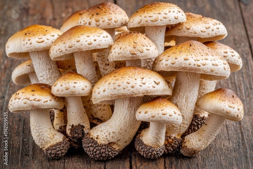 Matsutake wild pine mushroom in autumn forest ( Tricholoma nauseosum ) japanese truffle. , isolated on white background,  , copy space, copy space for text, photo