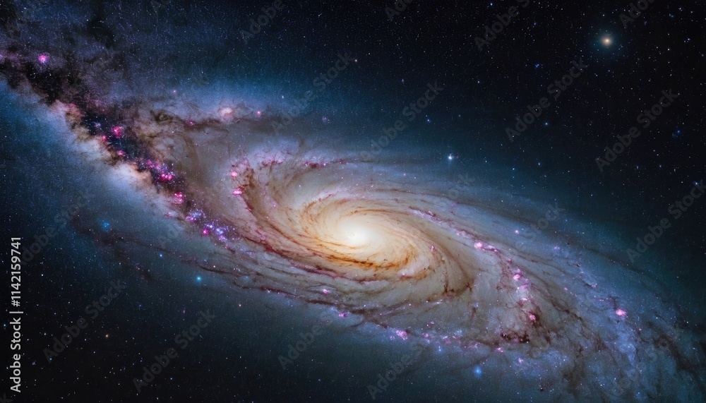A starry night sky with swirling galaxies A starry night sky with swirling galaxies