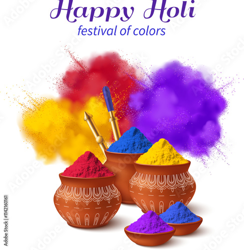 Happy Holi Celebration with Colorful Powders