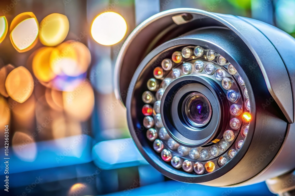 Home Security Camera Close-Up: Eye-Level View, High-Resolution, Smart Home Security System, CCTV, Surveillance, Wireless Camera, Indoor Camera