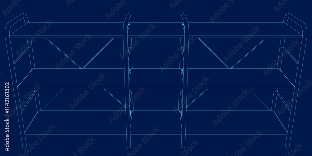 Empty stand retail shelves contour. Front view. Vector illustration Empty stand retail shelves contour. Front view. Vector illustration