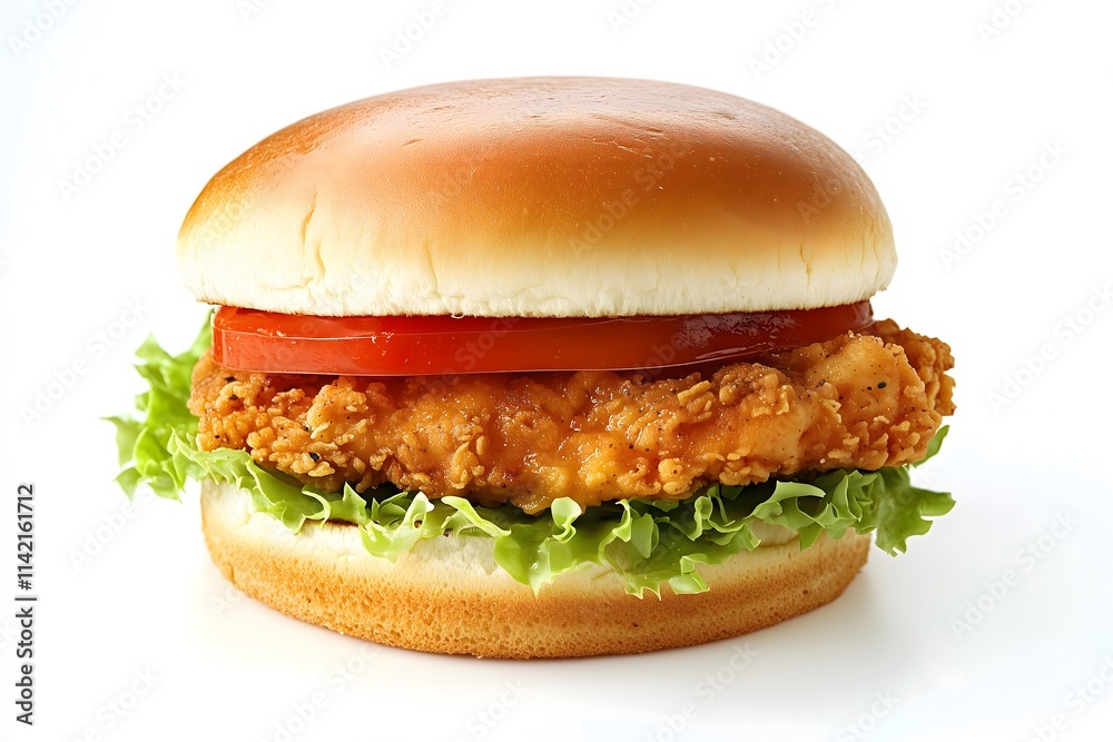 Fried chicken sandwich on a white background Fried chicken sandwich on a white background