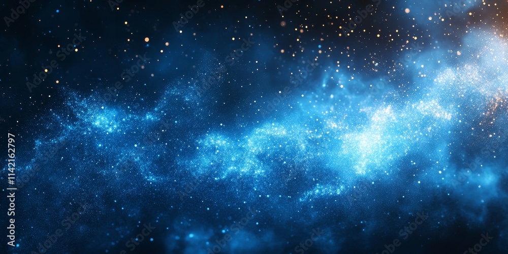 Naklejka premium Blue gradient background grainy noise texture effect smooth blurred landing page backdrop website header design, Generative AI