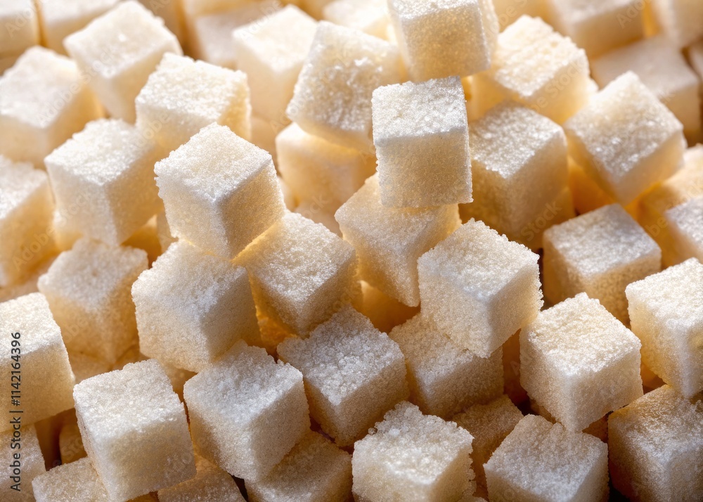Sweet Sugar Cubes Clump - Worm's Eye View - Close-up Cutout Sweet Sugar Cubes Clump - Worm's Eye View - Close-up Cutout