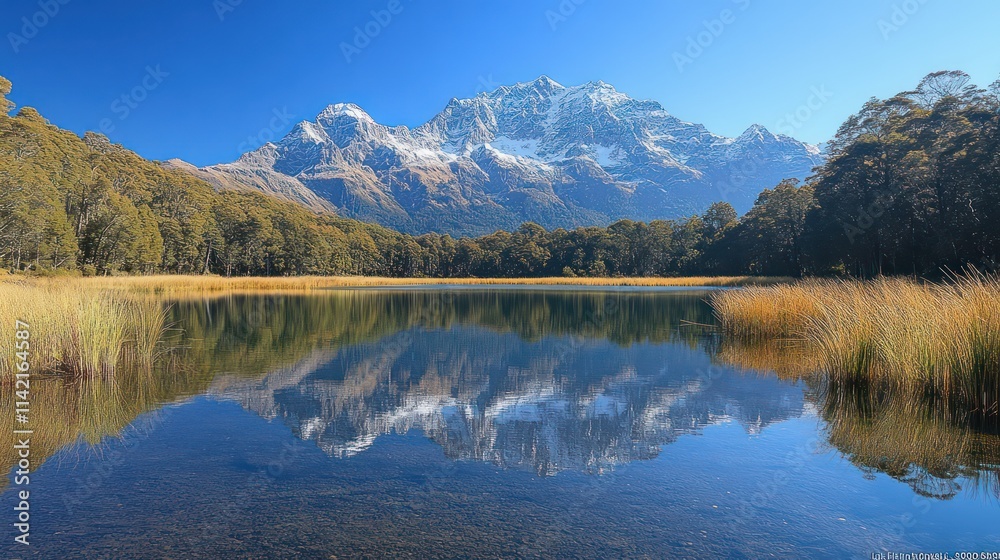Fototapeta premium Majestic Mountain Reflection in a Tranquil Lake