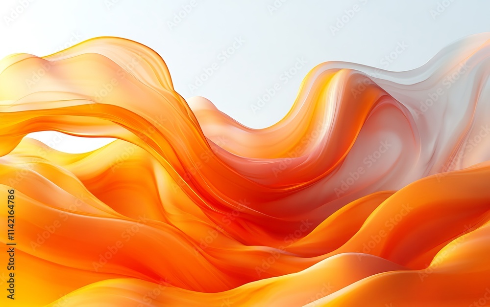 Fototapeta premium Abstract orange and white flowing fabric waves.