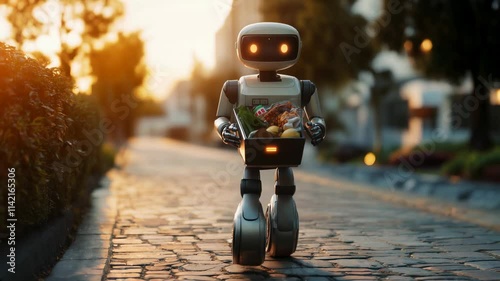 Robot with Grocery Bags in an Urban Environment