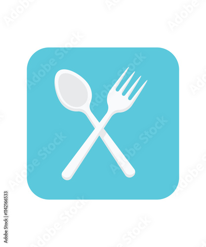Cutlery Icon on Blue Background stock illustration