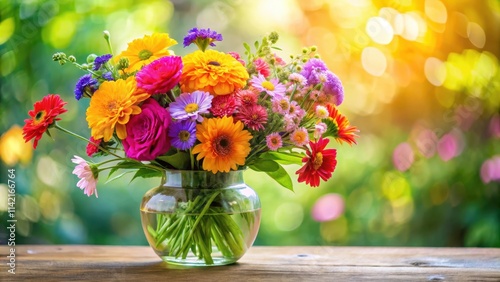 Wallpaper Mural Vibrant mixed bouquet of colorful flowers in a glass vase with soft focus background and natural lighting effects , vibrant colors, vase filled with flowers Torontodigital.ca