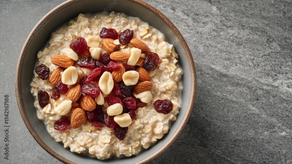 Healthy Oatmeal Bowl with Dried Fruits and Nuts Healthy Oatmeal Bowl with Dried Fruits and Nuts