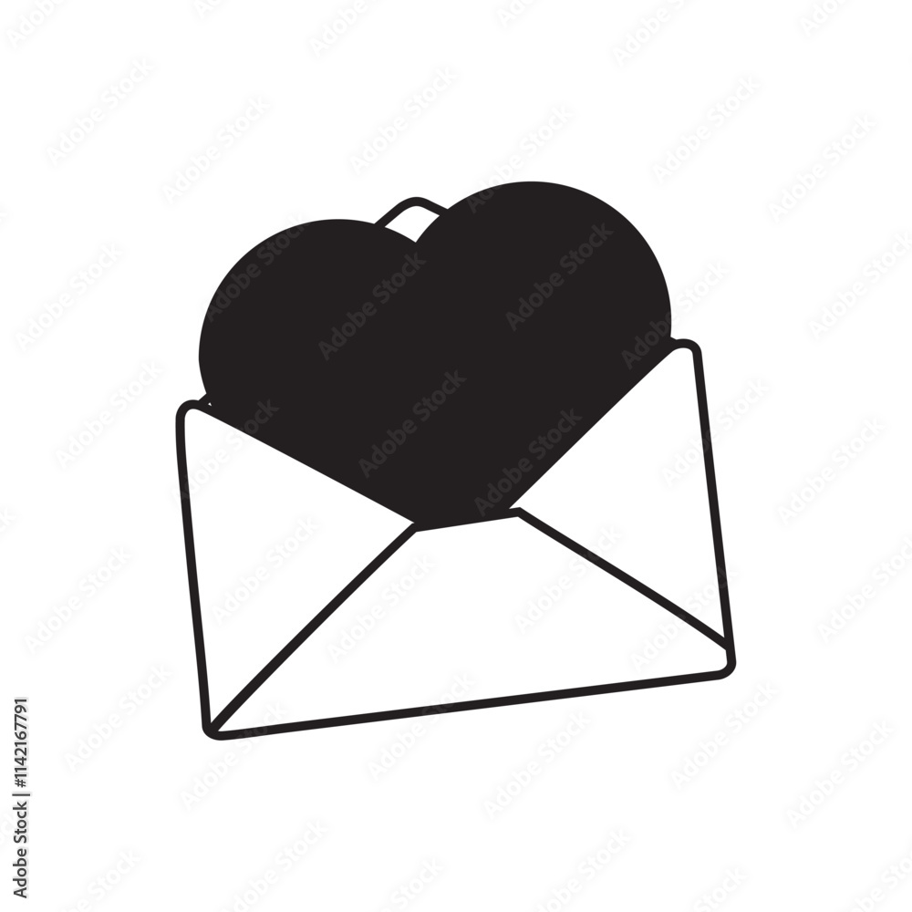 Valentine's card. Isolated outline icon. Hand drawn illustration on white background. Valentine's card. Isolated outline icon. Hand drawn illustration on white background.