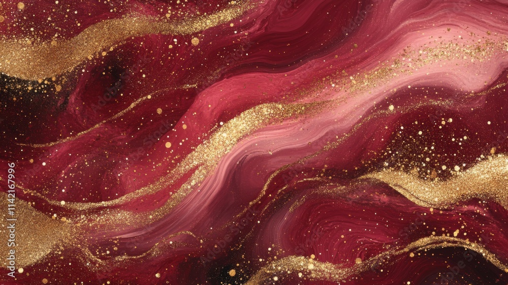 Obraz premium Abstract Red And Gold Swirling Marble Design