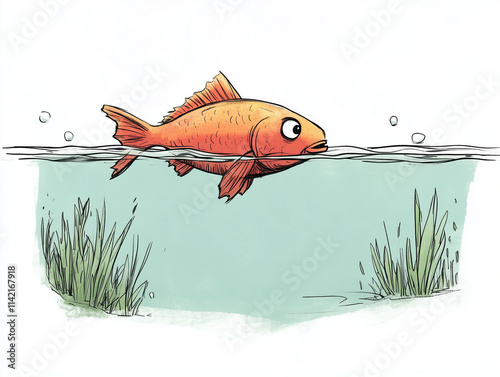 Fish Water Funny Cartoon Style