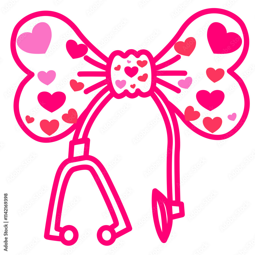 Pink stethoscope with heart bow design
Pink stethoscope with heart bow design