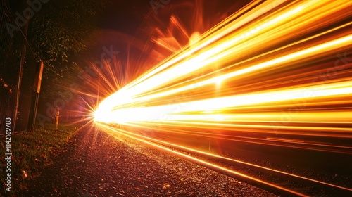 Dynamic light trails from a moving vehicle at night urban setting photography capturing motion creative concept