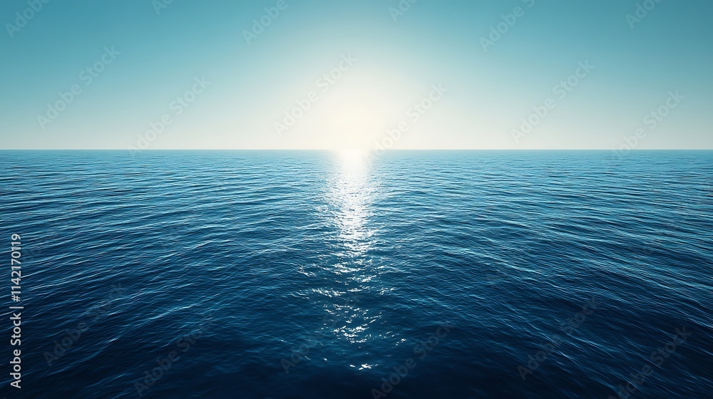 Fototapeta premium Serene Ocean Surface With Bright Sunlight Reflection