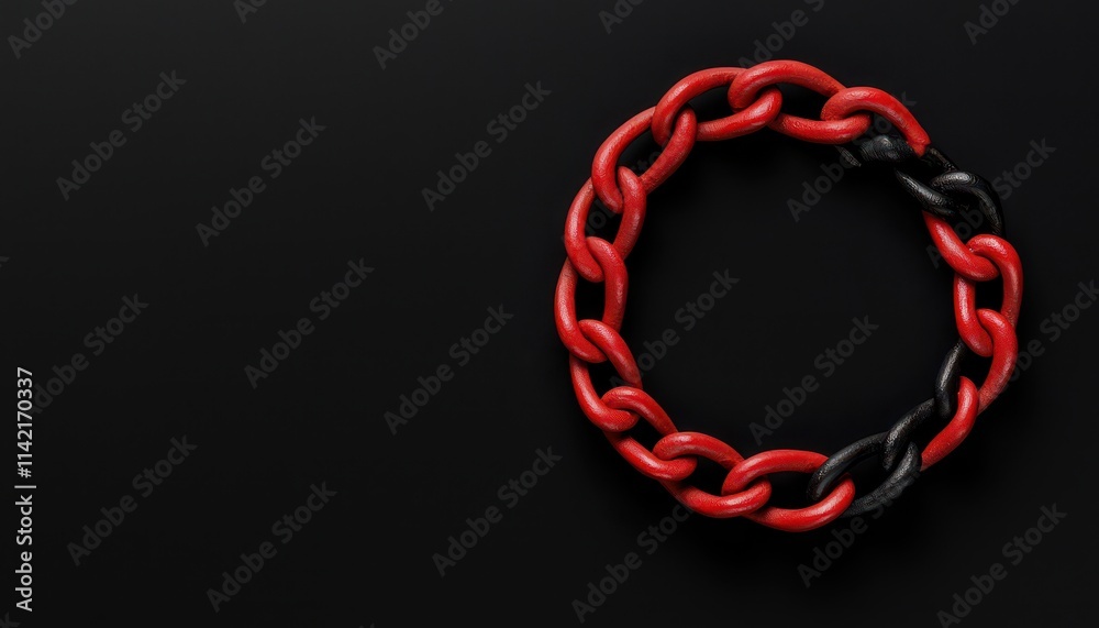 A modern red and black chain link design on a sleek black background. A modern red and black chain link design on a sleek black background.