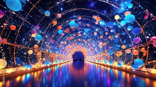Christmas lights tunnel