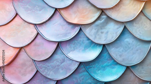 Obraz na płótnie Up close iridescent mermaid scales. Dreamy, background concept. w salonie