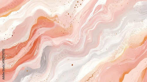 Abstract Pink And Gold Swirled Marble Art