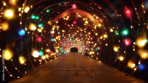 Christmas lights tunnel