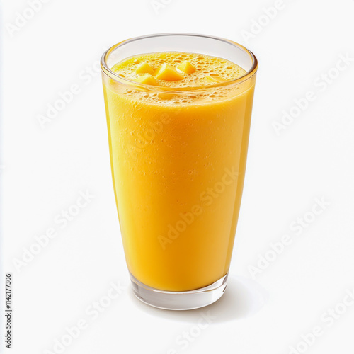 Mango smoothie isolated on white background photo