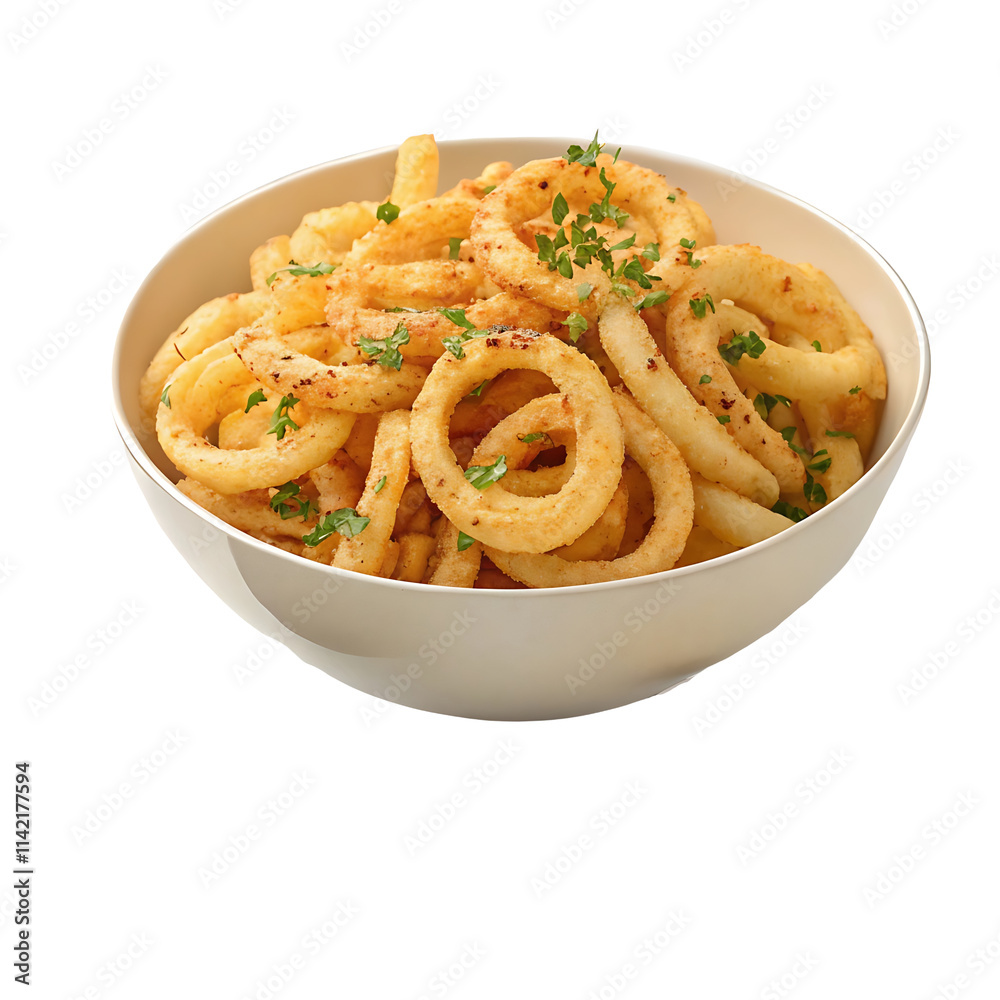 crispy onion rings on a bowl isolated crispy onion rings on a bowl isolated