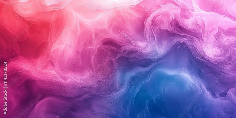 Liquid vibrant color flow abstract grainy background pink blue purple red noise texture summer banner header poster design, Generative AI