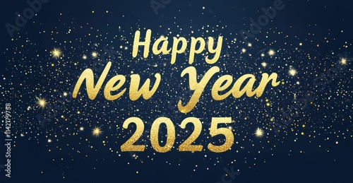 Happy New Year 2025 text with gold texture. new-year background.