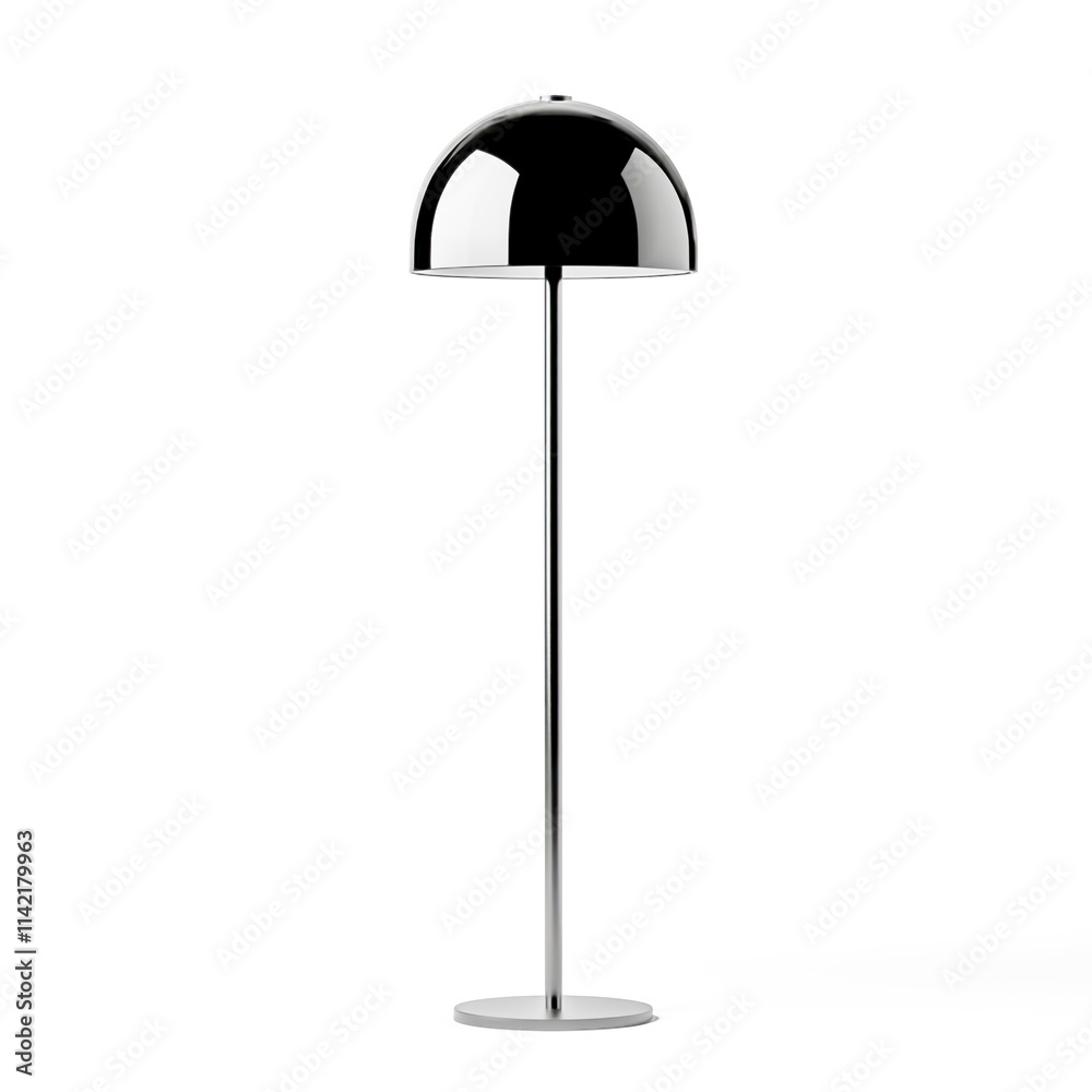 Sleek modern black floor lamp with a dome shade, cut out isolated on white backround Sleek modern black floor lamp with a dome shade, cut out isolated on white backround