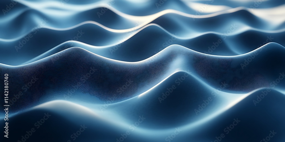 Obraz premium Abstract blue wave pattern, undulating surface texture.