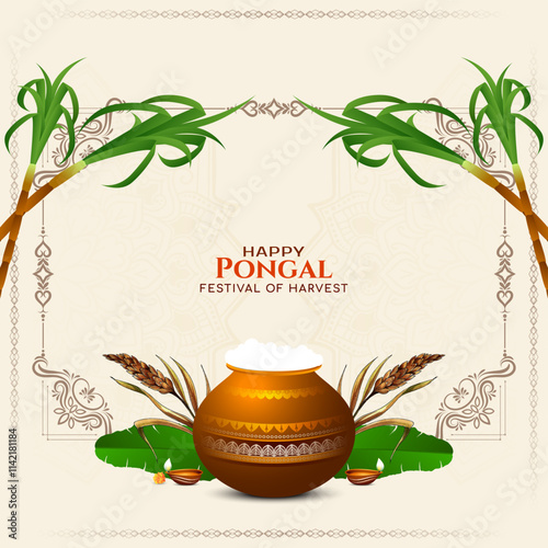 Happy Pongal Indian harvest festival celebration background