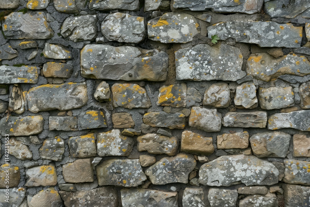 Fototapeta premium Photo of Old grey and brown stone wall. Background texture for backdrops or mapping