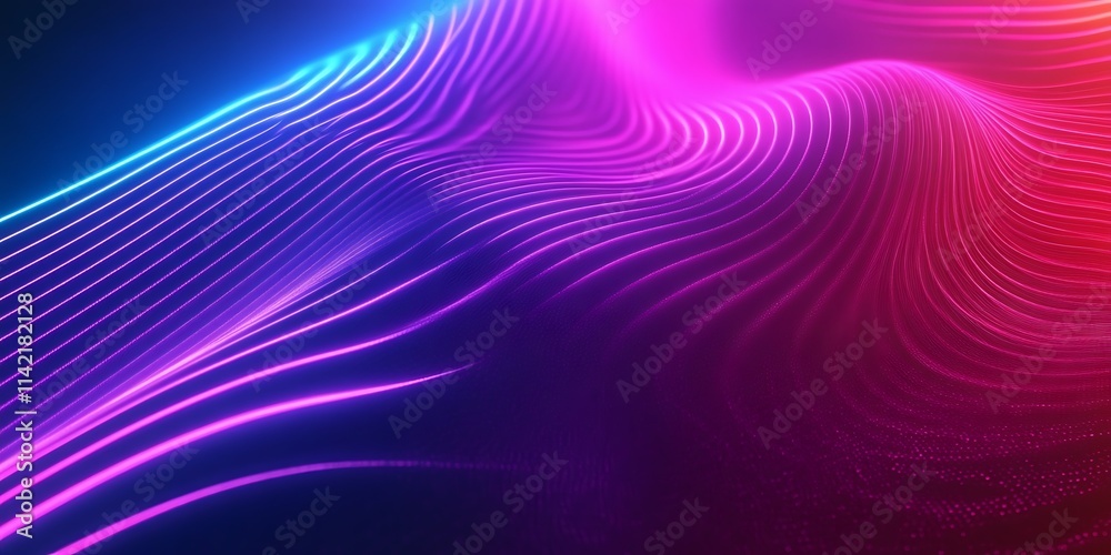 Obraz premium Abstract neon wave background with glowing lines and vibrant colors.