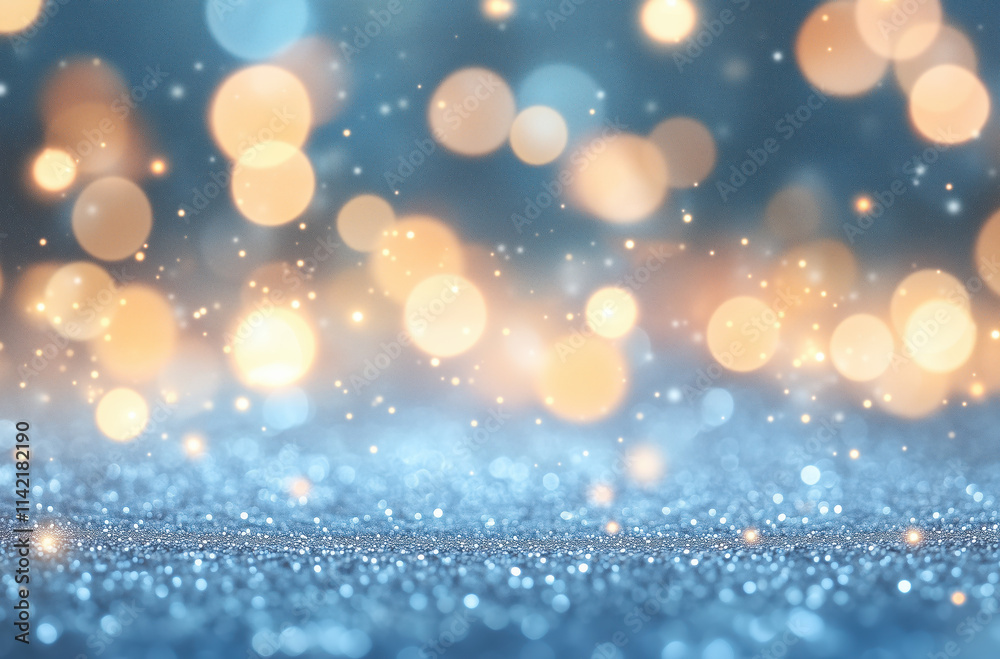 Soft blue background with shimmering bokeh effects and glittering details creating an inviting atmosphere. An abstract glitter light backdrop for the design or presentation of a product. Soft blue background with shimmering bokeh effects and glittering details creating an inviting atmosphere. An abstract glitter light backdrop for the design or presentation of a product.