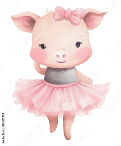 PNG Pig ballet animal cute toy.