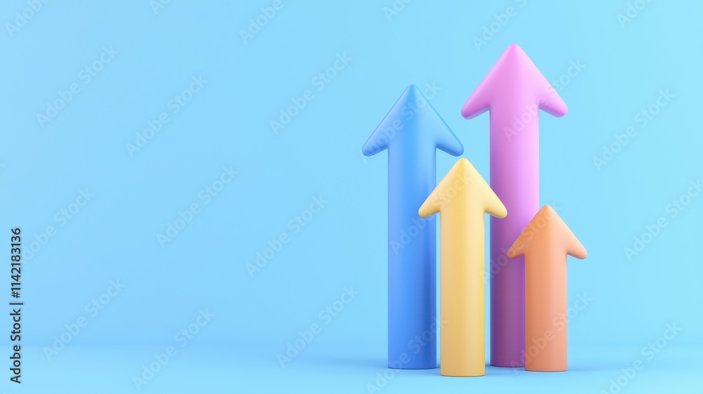Colorful arrows pointing upward on a blue background.