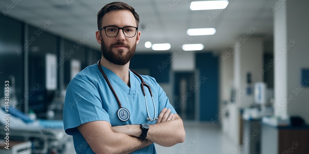 Portrait of a respiratory therapist standing in a healthcare facility, smiling, portrait shot, standing, Portrait of a respiratory therapist standing in a healthcare facility, smiling, portrait shot, standing,