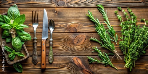 Freshly harvested herbs such as basil