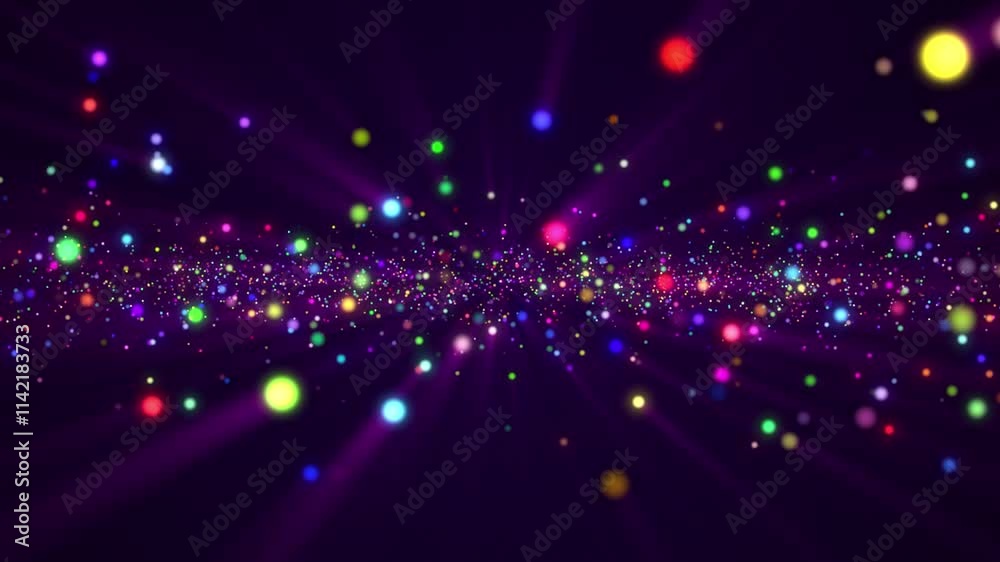 Abstract particle background with glittering shiny colorful particles and shimmering light beams. This vibrant glowing multicolored background animation is full HD and a loop. Abstract particle background with glittering shiny colorful particles and shimmering light beams. This vibrant glowing multicolored background animation is full HD and a loop.