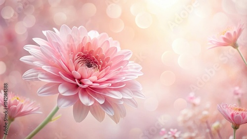 Soft, delicate petals of a beautiful pink flower against a subtle floral background