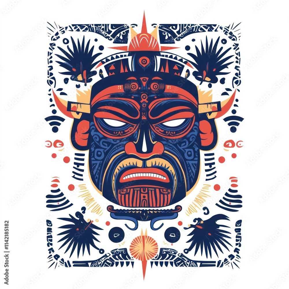 Obraz premium Ornate Tribal Mask with Symbolic Design Elements